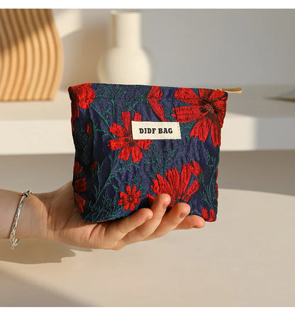 Mini Female Cosmetic Bag Portable Red Soft Small Sanitary Napkin Storage Bag Commuter Coin Key Bag Portable Bank Card Bag.