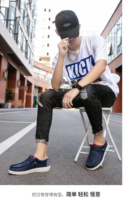 Men's Loafers Designer Slide in Low Cut Sneakers Casual Boat Shoes Comfortable Walking Flat Shoes Breathable Canvas Shoes 2025