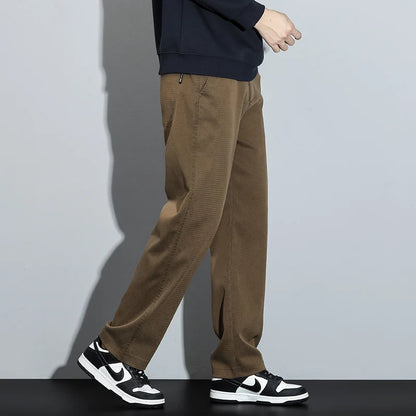 Mens Lyocell Straight Loose Elastic Waist Jeans 2025 Autumn Winter Fashion Brand Comfortable Versatile Pants Plus Size 5XL.