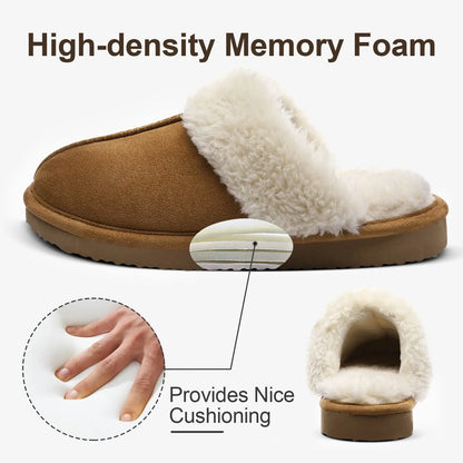 Evshine Women Plush Cotton Slippers Winter Indoor Warm Soft House Slipper Comfort Memory Foam Slides Outdoor Fur Fuzzy Flat Shoe.
