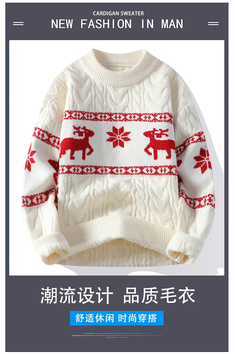 2024 Winter sweater new High End Luxury Cashmere Sweater Men Thick Warm Mens Sweaters With Deer Korean Harajuku Christmas Jumper.
