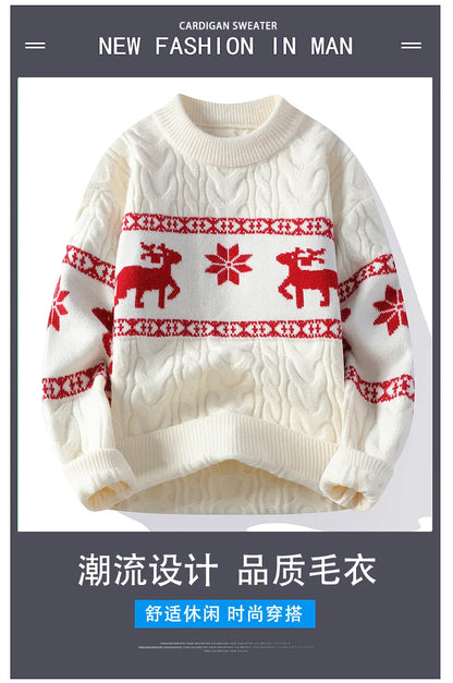 2024 Winter sweater new High End Luxury Cashmere Sweater Men Thick Warm Mens Sweaters With Deer Korean Harajuku Christmas Jumper.
