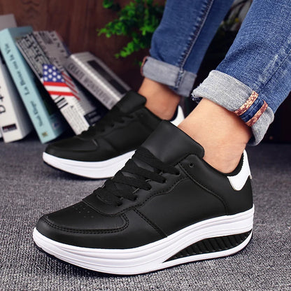 Women Sneakers 2022 New Breathable Vulcanize Shoes Waterproof Wedges Platform Woman Sneaker Leather Casual Shoes Zapatos Mujer.