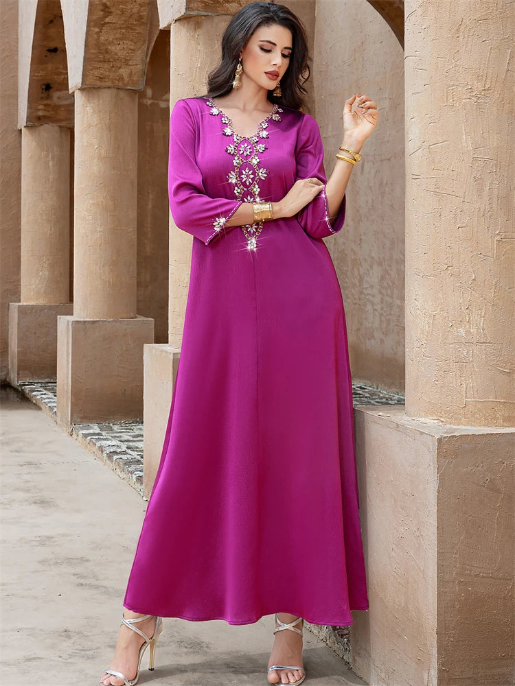 Ramadan Purple Abaya Damen Dubai Arabic Islam Prayer Clothes Muslim African Dresses For Women Kebaya Kaftan Robe Musulmane Femme.