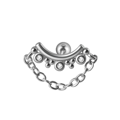 1PC 316L Surgical Steel Star Water Drop Heart CZ Chain Ear Cartilage Tragus Helix Stud Earring Daith Lobe Piercing Body Jewelry.