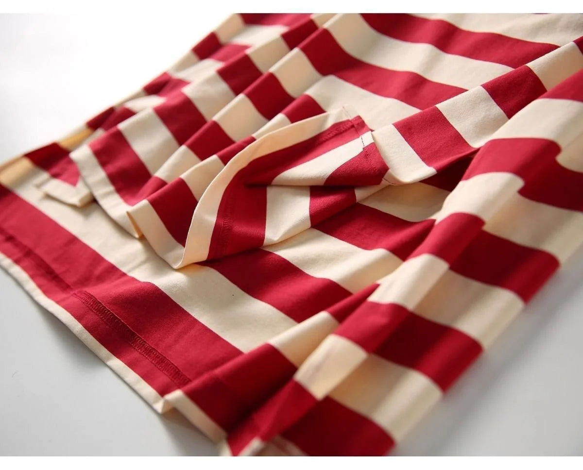 Gestreiften Print Kurzarm Midi Kleid Sommer Ästhetische Kleidung Koreanische Mode Casual Harajuku Kleider für Frauen 2023 Vestidos.