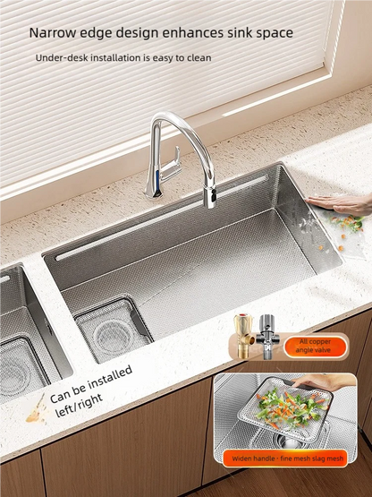 Kitchen Sink 316L Stainless Steel Original Color Large Single Slot Dish Wash Vegetable Basin Multifunctional Undercounter Basin