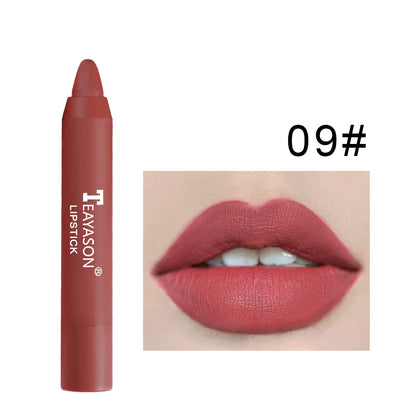 TEAYASON Nude Velvet Matte Lipstick Long Lasting Moisturizing Lip Crayon High Pigment Rotate Lipsticks Pen Woman Cosmetics.