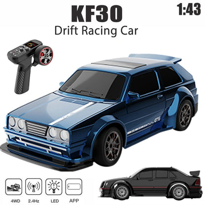 KF30 1:43 4WD Drift Racing Car With Gyroscope Speed Adjustment Real Lighting Control and Damping High Speed RC Cars For Kids Toy.