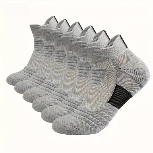 6/3/1 Pairs New Men Sports Running Fitness Flight Short Tube Socks Women's Towel Bottom Basketball Socks Solid Color Black Socks.