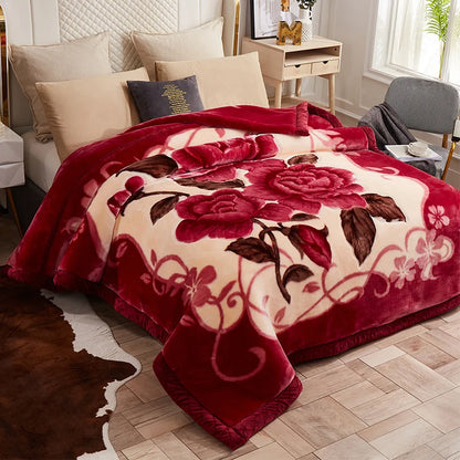 Nordic Style Zebra Print Coral Fleece Blanket Thickened Raschel Autumn Winter Blankets Double Layer Multi Purpose Plush Quilt