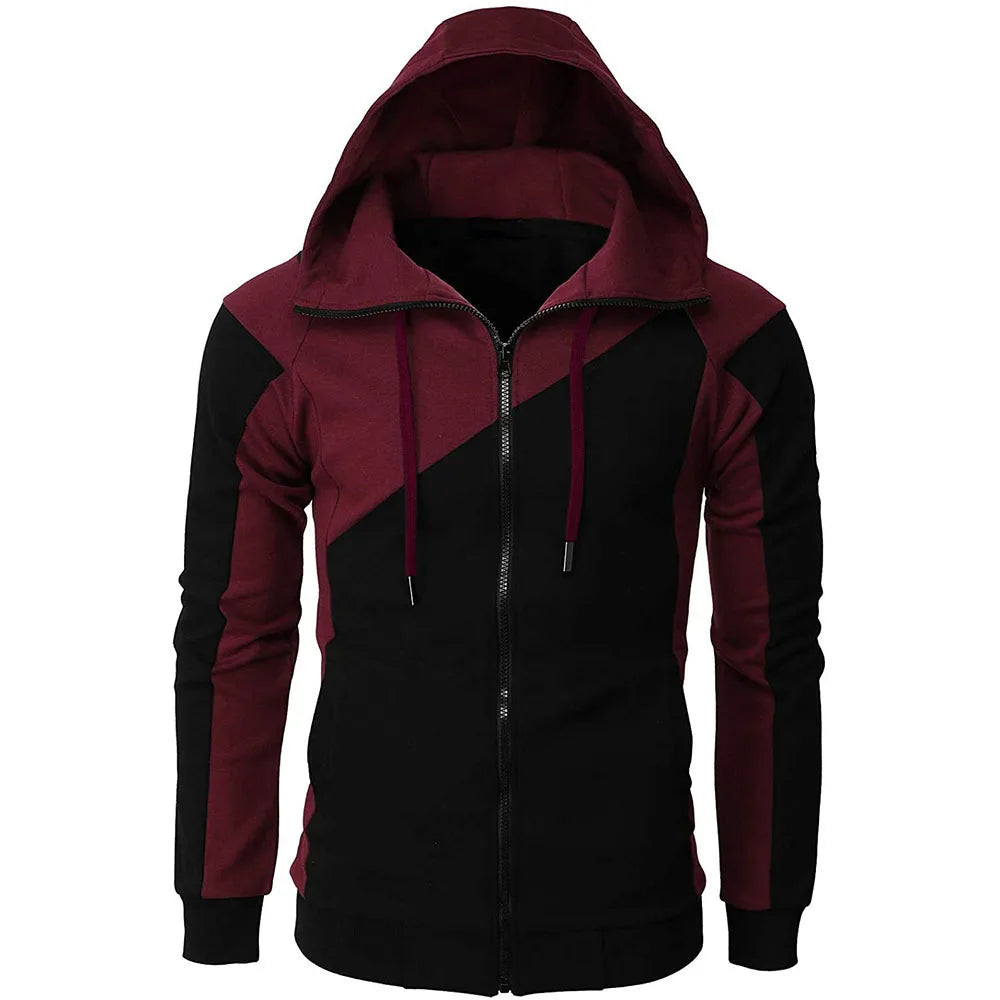 High quality Fashion Zip Hoodies Men Retro Harajuku Solid color Jacket High Street Zip Up Hoodie Casual Loose Sweatshirt Clothes.