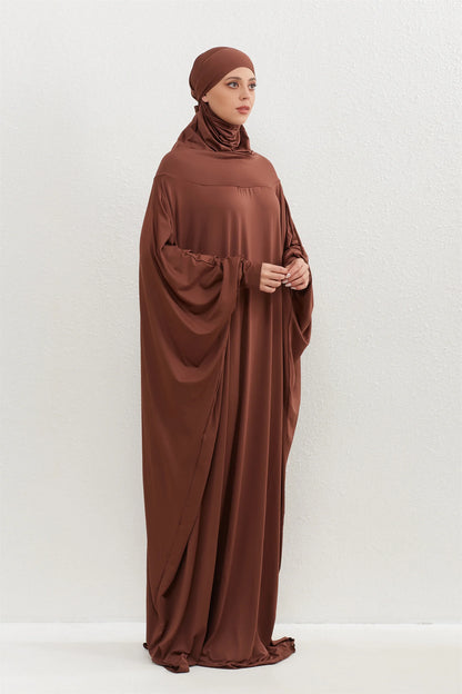 Muslim Abayas Hijab Hooded Smocking Sleeve One-piece Prayer Dress Women Jilbabs Kaftans Islamic Dubai Saudi Robe Turkish Modesty.
