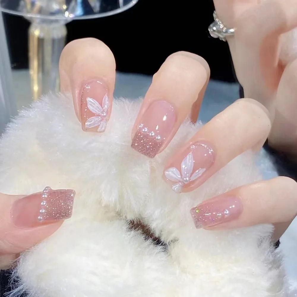 24Pcs 3D kuromi press on nails Y2K Cartoon Handmade Fake Nails Black Gel nail Wearable Nails Cinnamoroll Melody Anime False Nail