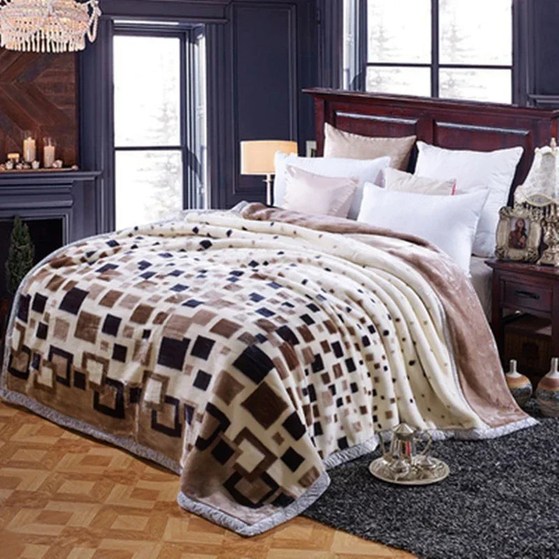 Blanket Double Thickened Raschel Winter Wedding Quilt Blanket Warm Coral Fleece Cashmere Blanket Double.