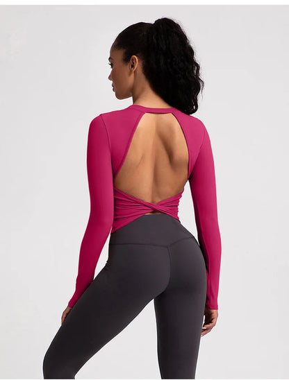 Cloud Hide Black Beauty Back Yoga Shirts Women Long Sleeve Blouse Plus Size Sports Gym Fitness Top Running T-Shirt Workout Shirt.