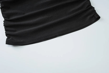 Dulzura ärmelloses, trägerloses, plissiertes Maxikleid mit Knopf, sexy, elegantes langes Kleid für Damen, Party, Club, Büro, Frühling und Sommer.