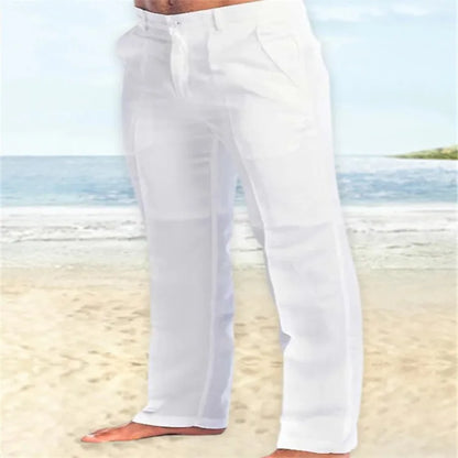 Neue Vintage männer Baumwolle Leinen Hosen Atmungsaktive Komfort Weiche Hosen Mode Lose Gerade Hosen Männer Solide Einfache Casual Hosen.