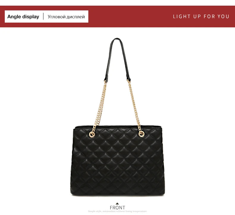 FOXER Women Fashion Quilted Shoulder Bag Female Classic Underarm Bag Vintage Lady Simple Tote Bags Chrismas Gift.