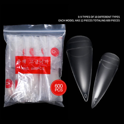 600Pcs Extra Long Hawk Curved Nail Tips Half Cover Eagle Claw Curve False Nails Extension 10 Sizes Bag Packaging for Art Salon *.