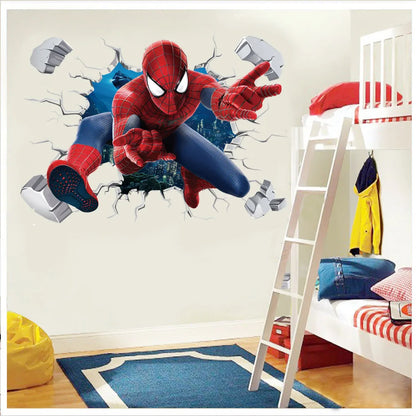 Spiderman Super Captain America Hulk Heroes Wall Stickers For Kids Room Home Bedroom PVC Decor Cartoon Movie Mural Art Decals.