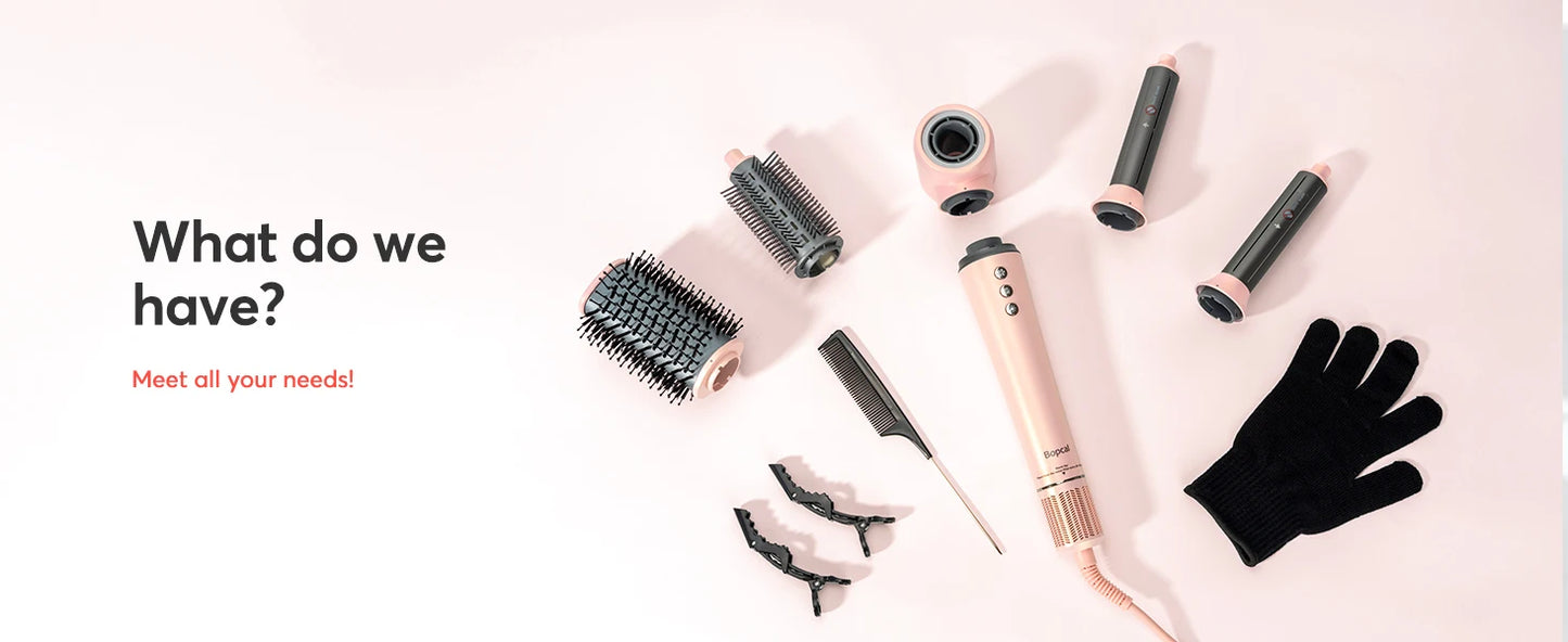 Bopcal 5 In 1 Hair Dryer Hot Air Comb Electric Hair Curling Iron 1200W High Speed Blower Multifunctional Styling Tools Hairdryer