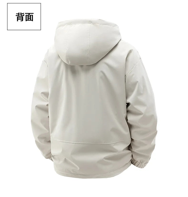 Jacket Mens Spring autumn New men jacket printing hooded Jackets casual coat Men's business coats Size M-4XL 5XL Hat detachable.