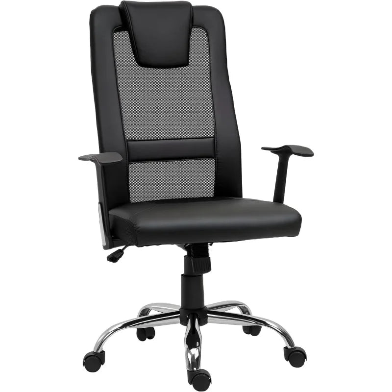 Vinsetto Bürostuhl Drehstuhl höhenverstellbar Chefsessel Schreibtischstuhl ergonomisch PU schwarz 66 x 73 x 108-118 cm