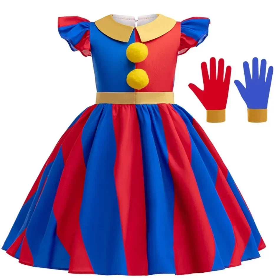 Mädchen Anime Cartoon Pomni Raghata Jax Caine Cosplay Kostüm erstaunliche digitale Zirkus Cosplay Clown Kind Overall Jungen Halloween Anzug.