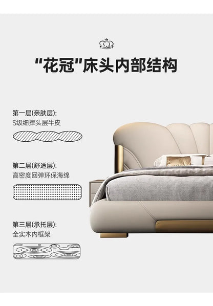 Luxuriöses Hauptschlafzimmer, Doppelbett, King-Size-Bett, weiche Tasche, Rückenlehne, 150 x 200 cm, Hochzeitsbett, Untergestell in voller Größe, beleuchtet 2ingan-Möbel