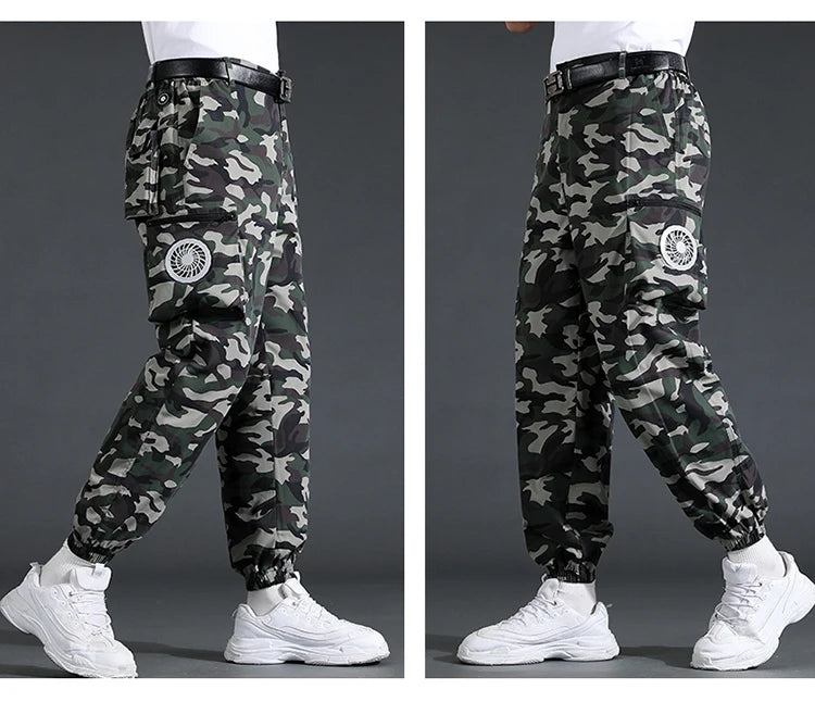 Fan Pants Cold Fishing Pure Cotton Site Welder Camping Ride Climbing Hiking Sports Fan Suit Air-Conditioning Clothes Fan Cooling.