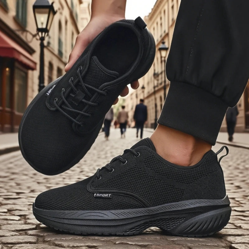 Wide Toe Platform Men Shoes Breathable Mesh Knitted Soft Soled Running Shoesmultifunctional Fashionable Outdoor Sneakers for Men.