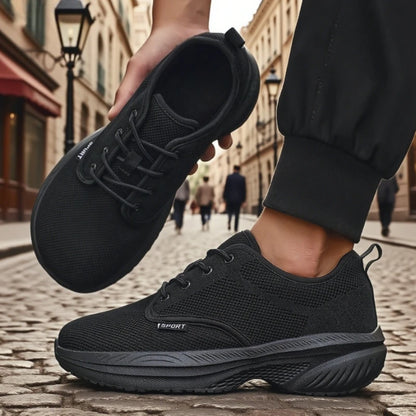 Wide Toe Platform Men Shoes Breathable Mesh Knitted Soft Soled Running Shoesmultifunctional Fashionable Outdoor Sneakers for Men.