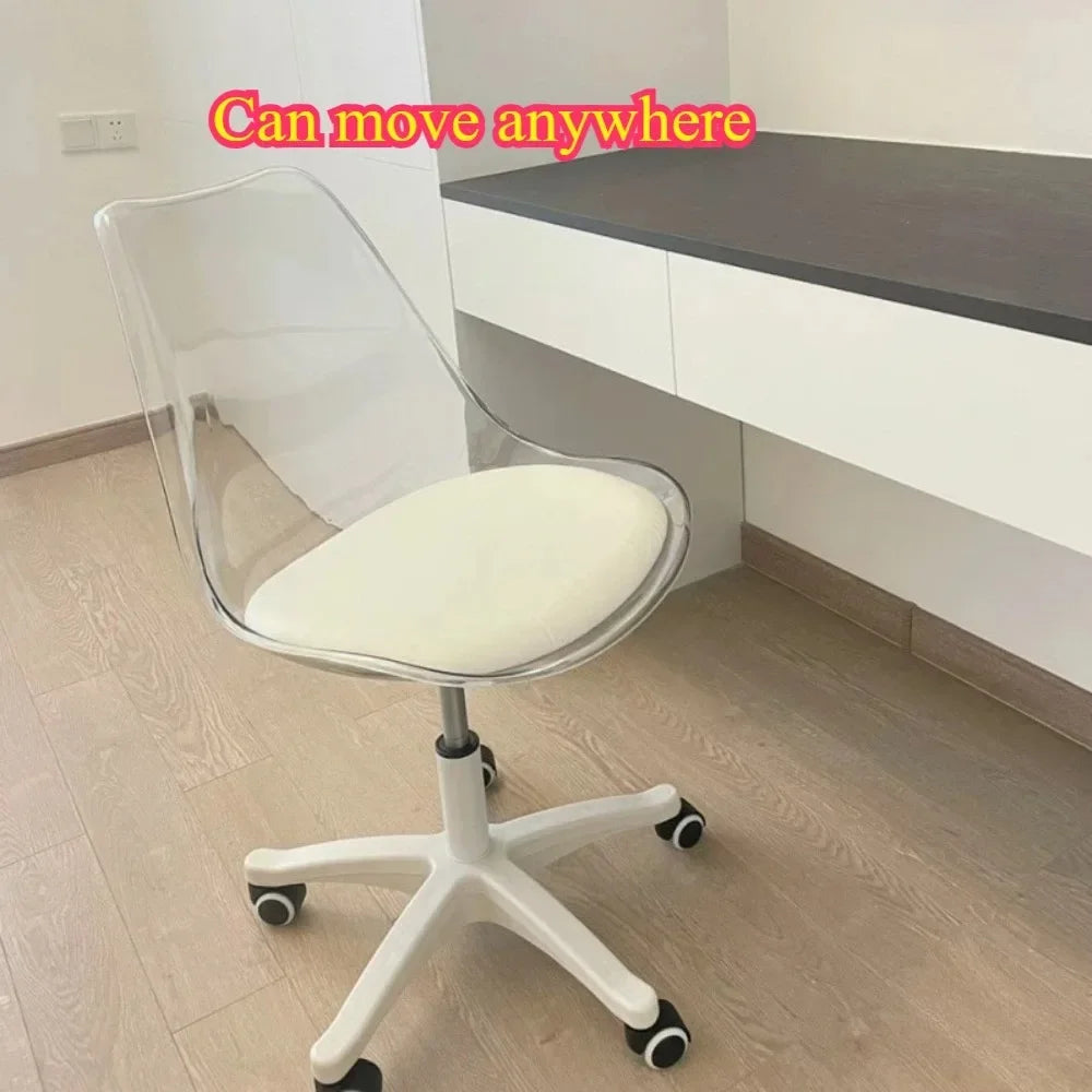 Weiches Kissen Rotierender Computerstuhl Transparenter Kunststoff Drehstuhl Haushalt Schlafzimmer Hebetische Stühle Haushaltsgegenstände