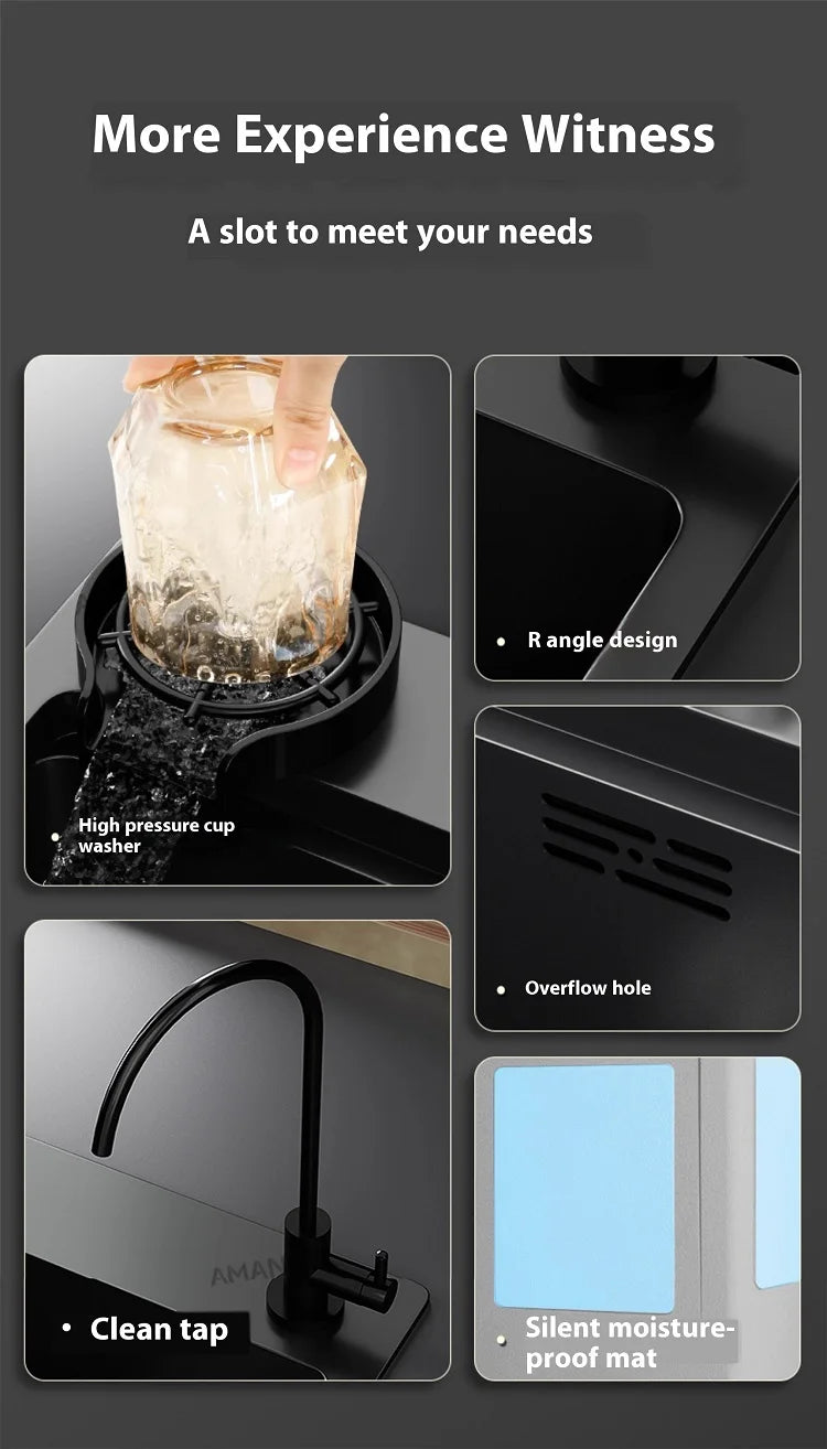 Water Catalyst Stainless Steel Kitchen Sink Multifunctional Smart Double slot Cleaning Ingredients Dishes Kitchen Sink