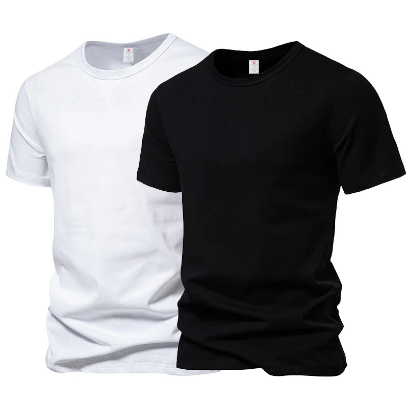 Men's Short Sleeve Basic Top Tees Casual 100% Cotton Regular Fit O-Neck T Shirts Black White Navy Gray.