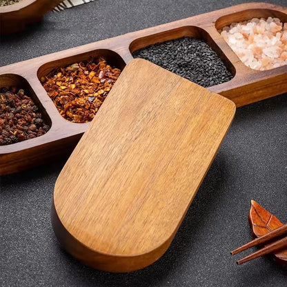 Seasoning Wood Snack Plate with Compartments 2/3/4 Grids Fruit Snacks Food Storage Trays Sauce Plate Kitchen Accessories 일본 주방용품.