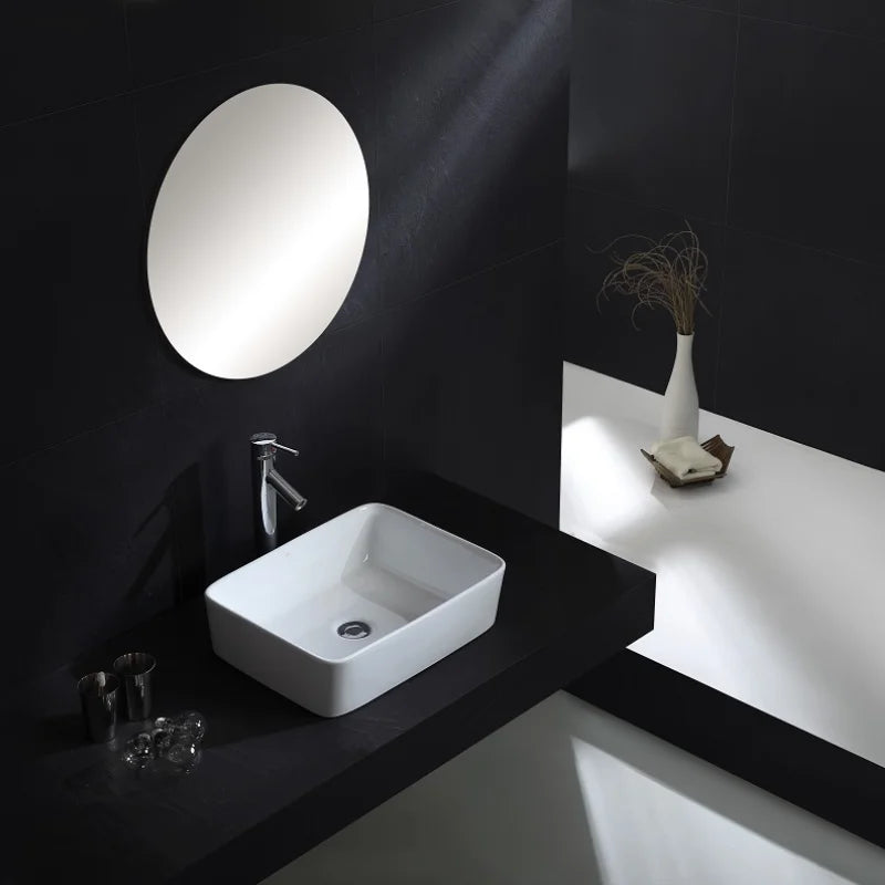 Rechteckiges Waschbecken, weißes Waschbecken, Arbeitsplatte, Keramik, Keramik, kleine Waschbecken, Schüssel, Arbeitsplatte, Waschtisch, Kunstbecken