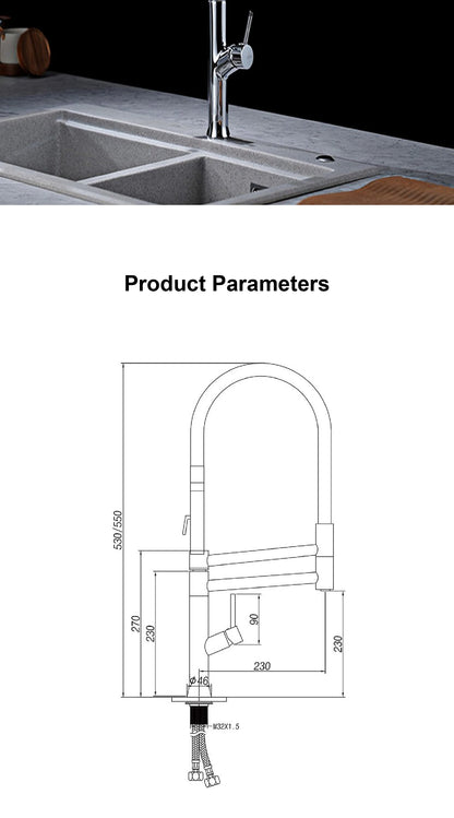 Modern Chrome Brass Pull Out Kitchen Faucet 2 Spray Modes Ceramic Valve Hot/Cold Water High Arc 360 Swivel Sink Mixer Tap