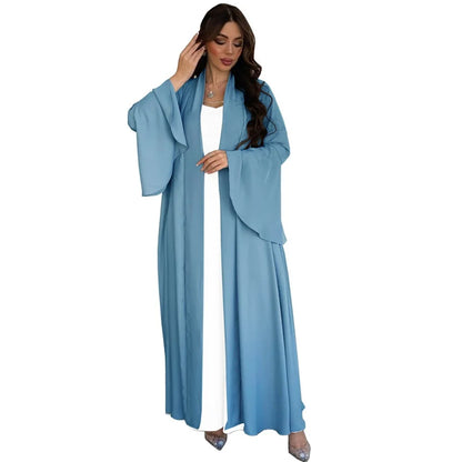 Siskakia Muslim Open Kimono Abaya For Moroccan Women Fashion Ruffle Sleeve Arab Dubai Clothing Jalabiyat Turkey Soft Gulf Robe