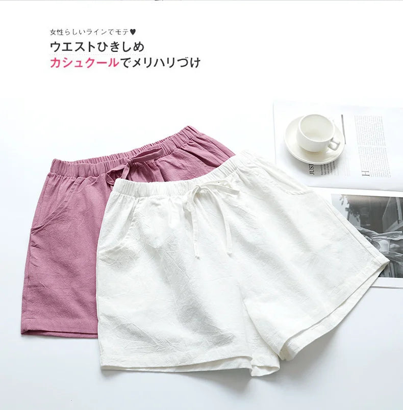 Summer Cotton Linen Shorts Women High Waist Oversize Shorts Short Pants Women Fashion Casual Sports Shorts Female S-XL