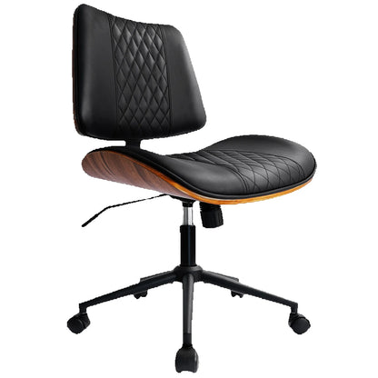 Durrafy Bürostuhl ohne Armlehnen, moderner Walnussstuhl, Schreibtischstuhl mit Leder, höhenverstellbar, kleiner Stuhl, PU-Leder, Uphol