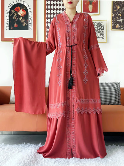 New Women Elegant Dress Chiffon Open Abaya with Zipper Muslim Women Dress Islamic Clothing Cardigan Abaya Women Muslim Dress