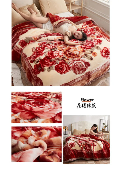 Double-layer Thick Plush Blanket Warm Skin Friendly in Winter Quilt Multiple Non Shedding Prints High Quality Bedding Article