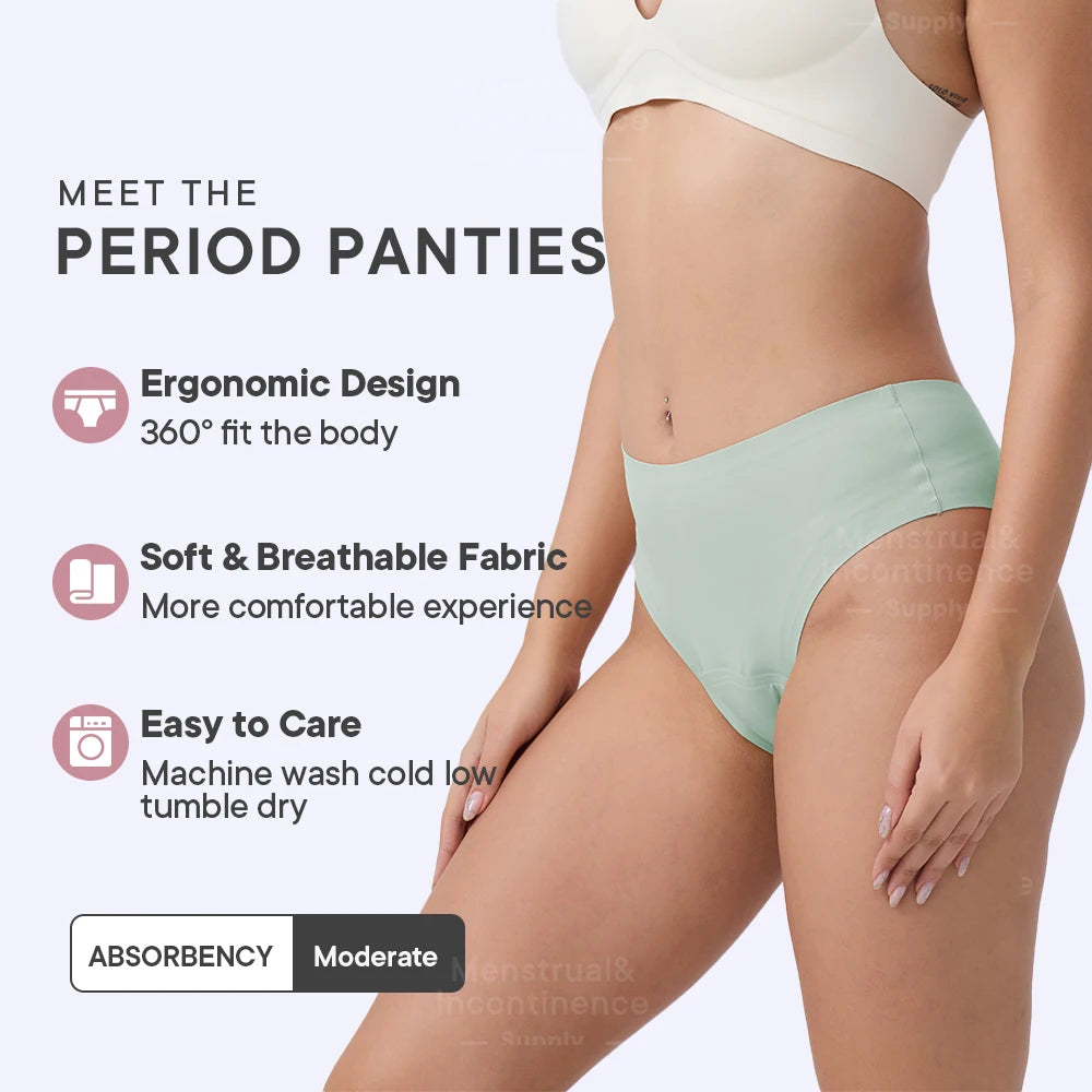 Seamless Women's Leakproof Period Panties Breathable Reusable Washable Tampon-free Menstrual Underwear period Sanitary Pants.