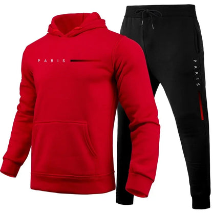 Men's autumn and winter fashionable hooded sweatshirts and pants, high-quality, warm and comfortable outdoor fitness and casual.