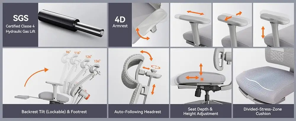 Newtral Magich-Bpro ergonomischer Stuhl Auto-Follow Fuß stütze Rückens tütze Schreibtischs tuhl verstellbare Armlehne Kopfstütze Fuß stütze, 4d Mesh