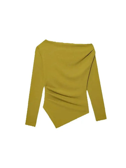 Asymmetric Short Top Woman Long SleevesTops Women Elastic Corset Top Female Streetwear Casual T-shirts Tops.