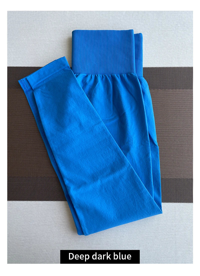 TKITK Solid Leggings Women Seamless Sports  Scrunch Bum Tights cycling shark pants Yoga shorts Gym navigation nv Workout wear