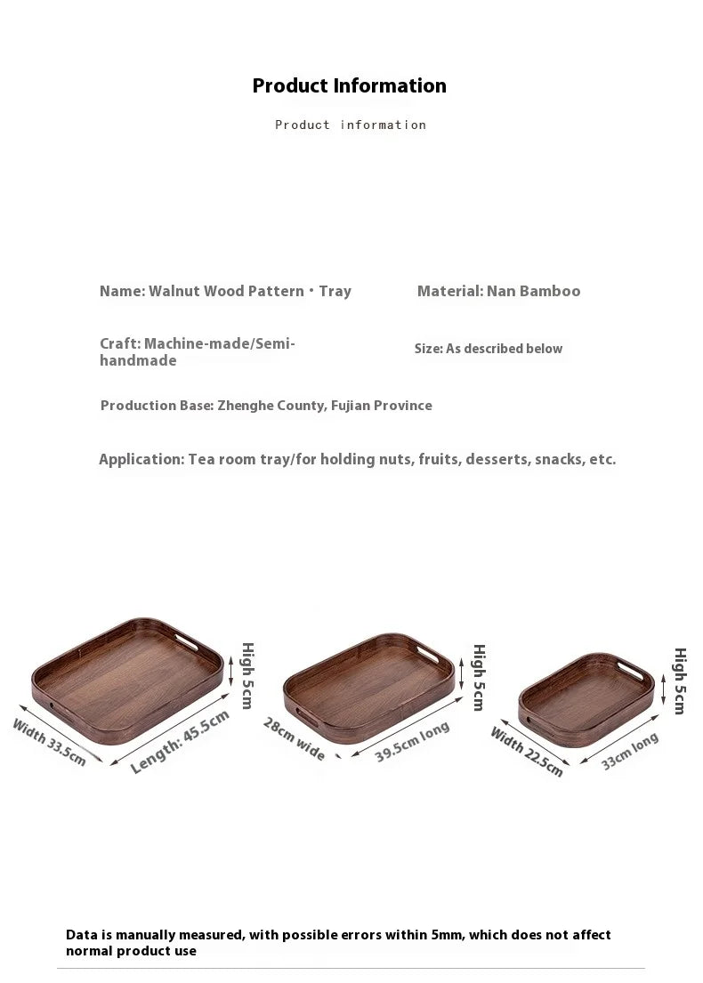 Gianxi Japanese Bamboo Household Tray Rectangular Hotel Solid Wood Dinner Plate Afternoon Tea Dessert Dim Sum Plate Tea Tray.